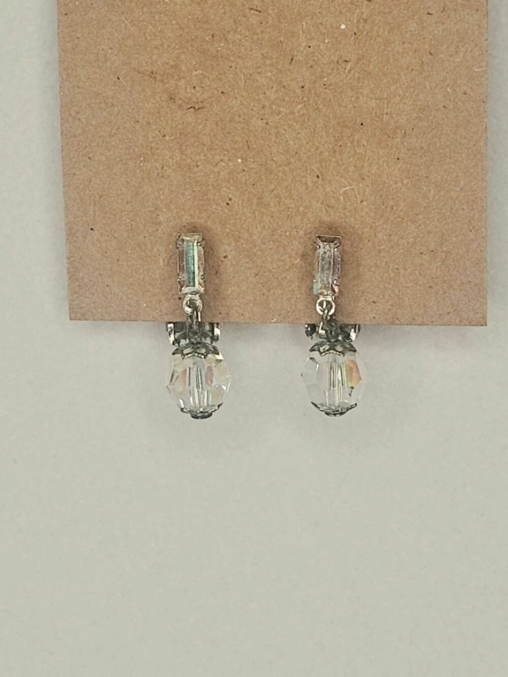 Vintage Lewis Segal California Estate Aurora Borealis Crystal Drop Clip-On